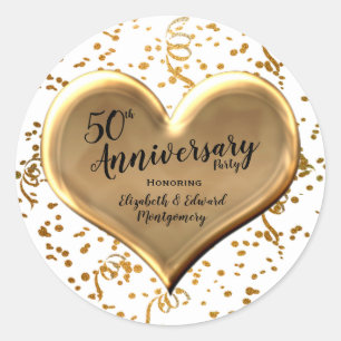 50th Anniversary - Golden Sparkle - Round Sticker