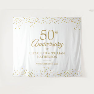 50th Anniversary Golden Wedding Photo Backdrop Tapestry