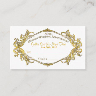 50th anniversary guest table card, Golden Coupl... Place Card