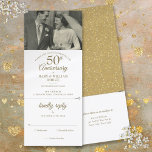 50th Anniversary Heart Confetti Wedding Photo RSVP Invitation<br><div class="desc">An all in one invitation and rsvp card for you to personalize with your favourite wedding photo and your special 50th golden wedding anniversary celebration details in chic gold typography. The reverse features gold love heart confetti. The invitation includes an RSVP card that can be cut off and guest information...</div>