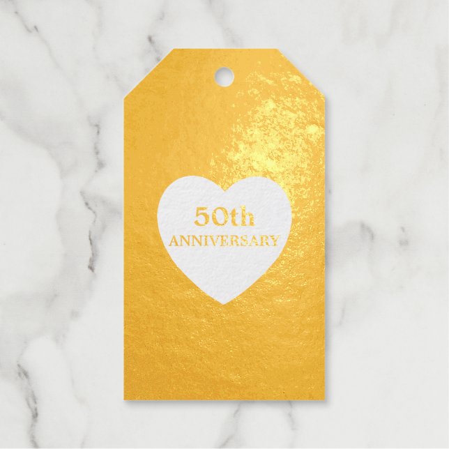 50th Anniversary Heart Gold Gift Tags (Front)