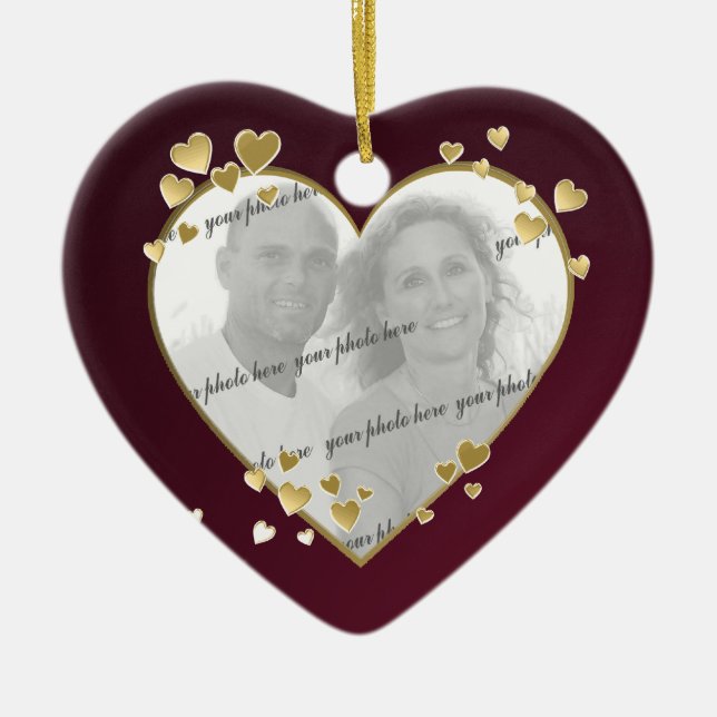 50th Anniversary Heart Photo Keepsake Ceramic Ornament (Front)