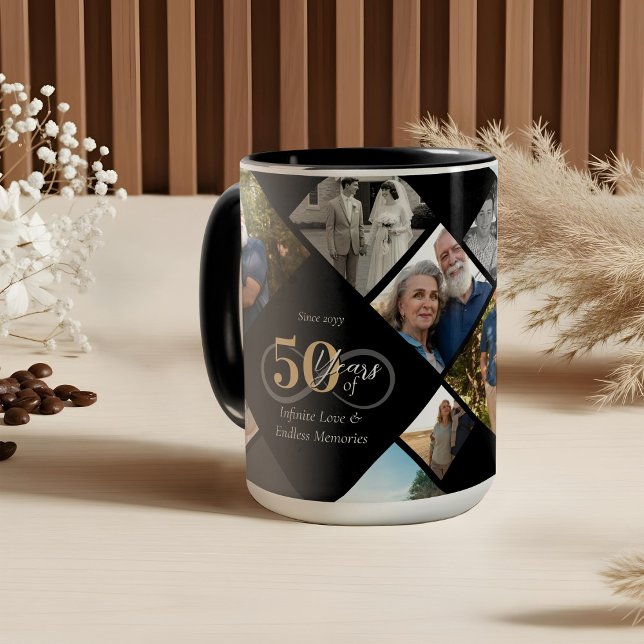 50th Anniversary Infinity Love Photo Collage Gift Mug (50th Anniversary Infinity Love Photo Collage Gift Mug)