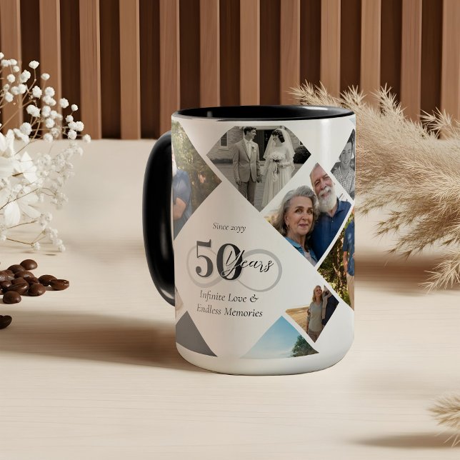 50th Anniversary Infinity Love Photo Collage Gift Mug (50th Anniversary Infinity Love Photo Collage Gift Mug)