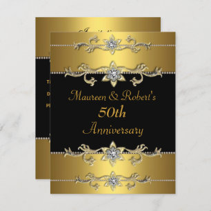 50th Anniversary Invitation Elegant Black Gold 3