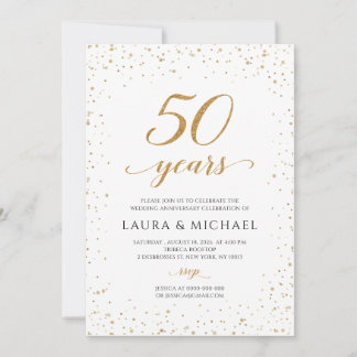50th Anniversary Invitation, Gold Wedding Invites