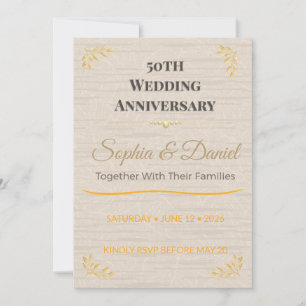 50th Anniversary Invite   Elegant Gold Celebration