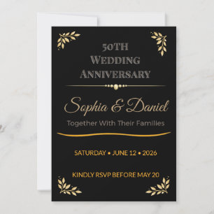 50th Anniversary Invite   Elegant Gold Celebration