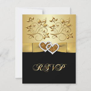 50th Anniversary Joined Hearts 2 Wedding RSVP Card