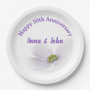 50th Anniversary Lavender Cosmos fFower Paper Plate