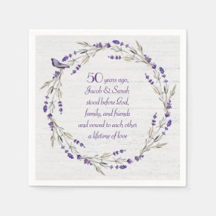 50th Anniversary Lavender Wreath Napkin