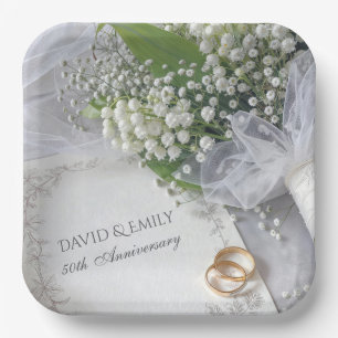50th Anniversary Lily of the Valley Bouquet  Paper Plate
