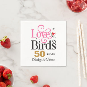 50th Anniversary Love Birds Personalized Napkin