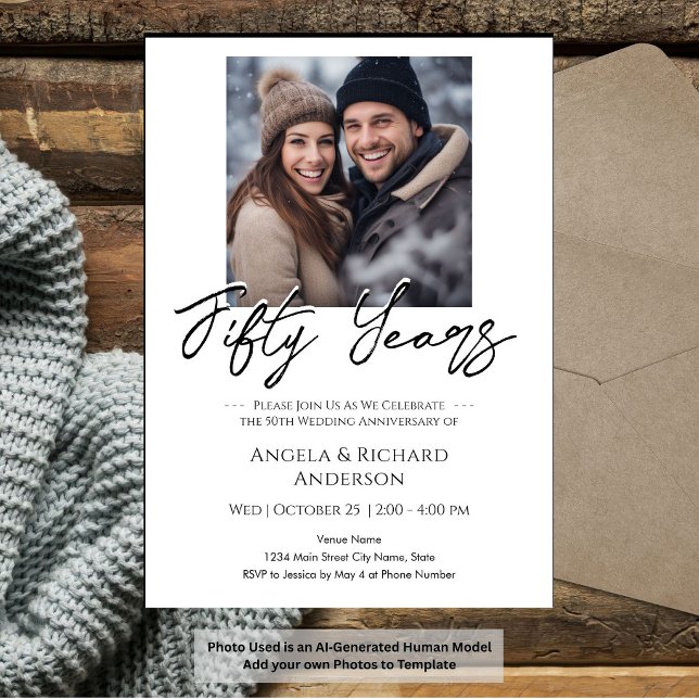 50th Anniversary Minimal Photo Invitation (Creator Uploaded)