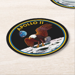 50th Anniversary Moon Landing, Apollo 11 insignia: Round Paper Coaster