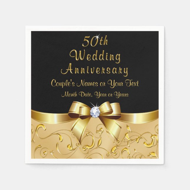 50th Anniversary Napkins, Personalized in 3 Sizes Napkin (Front)