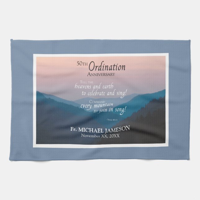 50th Anniversary of Ordination Congratulations Kitchen Towel (Horizontal)
