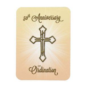 50th Anniversary of Ordination, Gold Cross on Star Magnet
