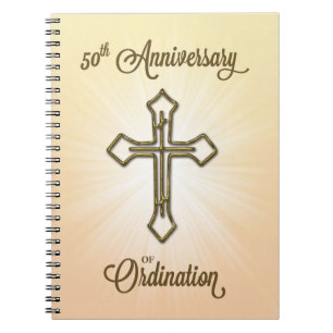 50th Anniversary of Ordination, Gold Cross on Star Notebook