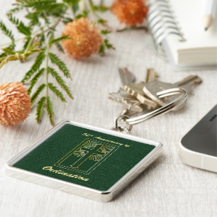 50th Anniversary of Ordination Green Leather Look Keychain