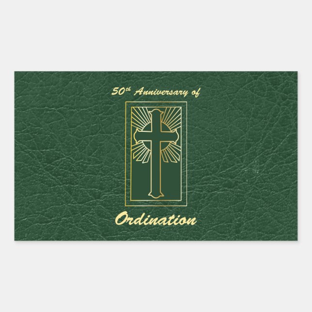 50th Anniversary of Ordination Green Leather Look Sticker (Front)