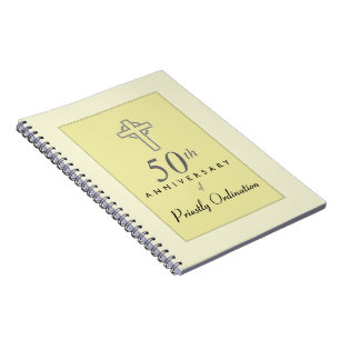 50th Anniversary of Priest with Embossed Cross Notebook