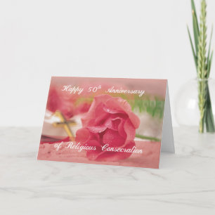 50th Anniversary of Religious Consecration Pink Ro Card