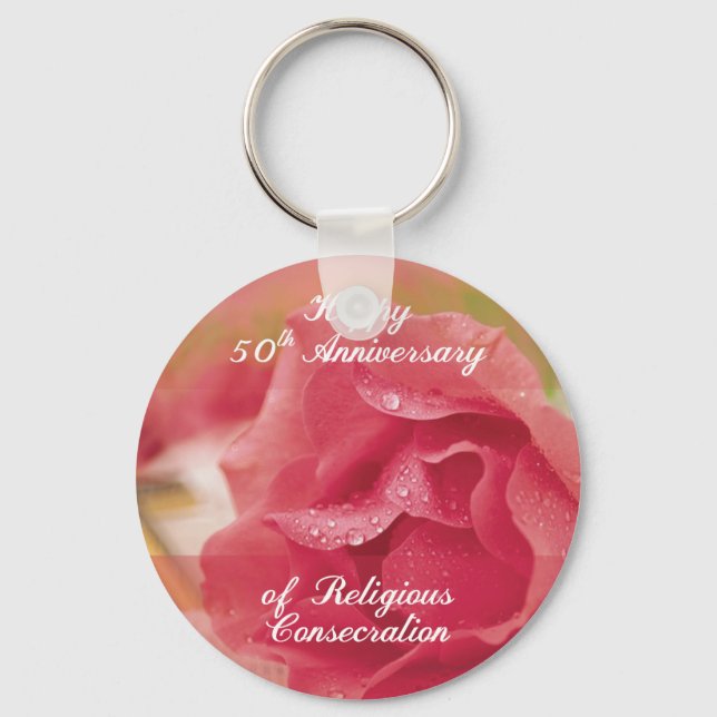 50th Anniversary of Religious Consecration Pink Ro Keychain (Front)