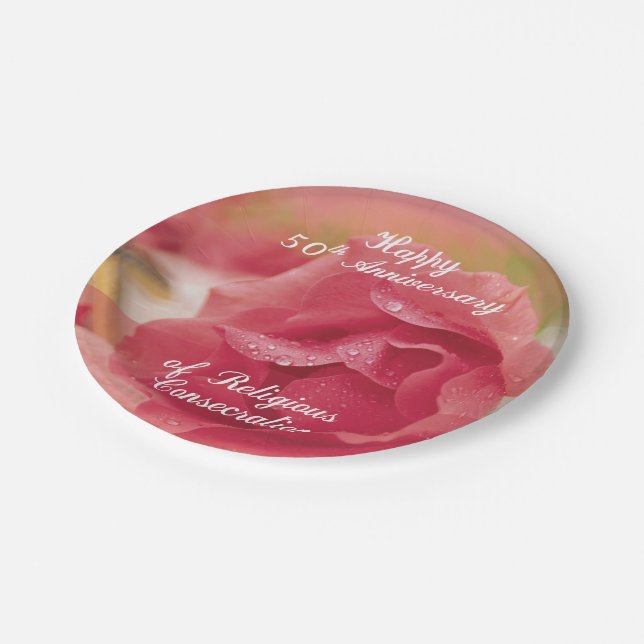 50th Anniversary of Religious Consecration Pink Ro Paper Plate (Angled)