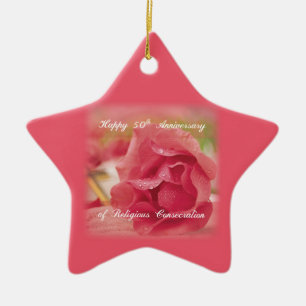 50th Anniversary of Religious Consecration Rose Ceramic Ornament