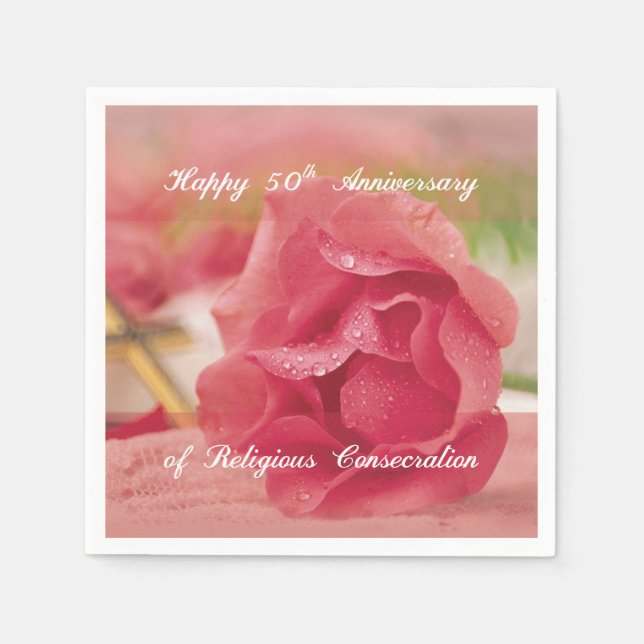 50th Anniversary of Religious Consecration Rose Napkin (Front)
