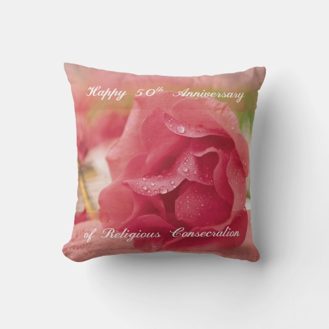 50th Anniversary of Religious Consecration Rose Throw Pillow (Front)