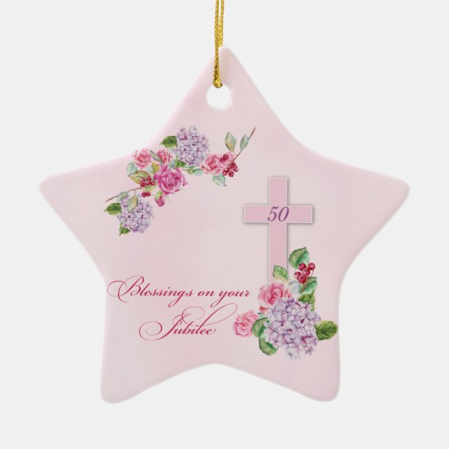50th Anniversary of Religious Life Catholic Nun Ceramic Ornament (Front)