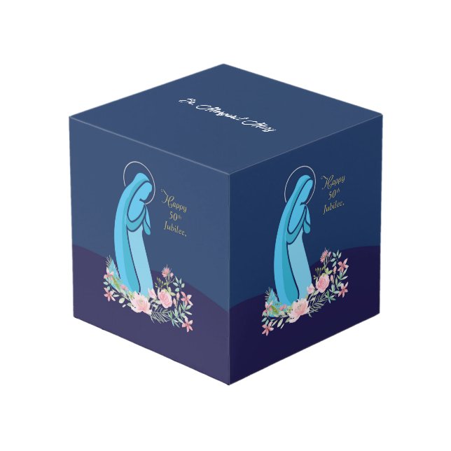 50th Anniversary of Religious Life Nun Pink Flower Cube (Front Angled)