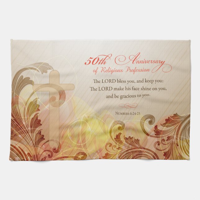 50th Anniversary of Religious Profession, Nun Kitchen Towel (Horizontal)