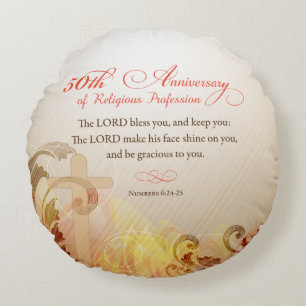 50th Anniversary of Religious Profession, Nun Round Pillow
