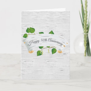 50th Anniversary On Birch Tree Scroll Card