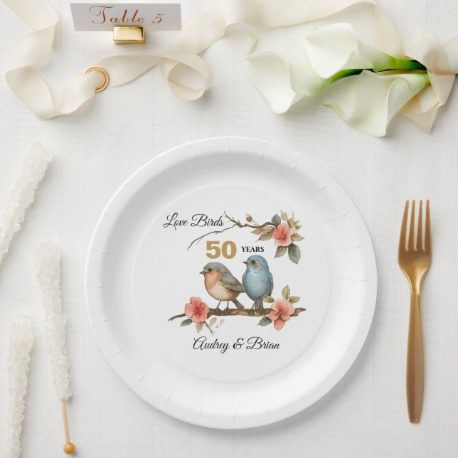 50th Anniversary or Any Year Personalized Paper Plate (Wedding)