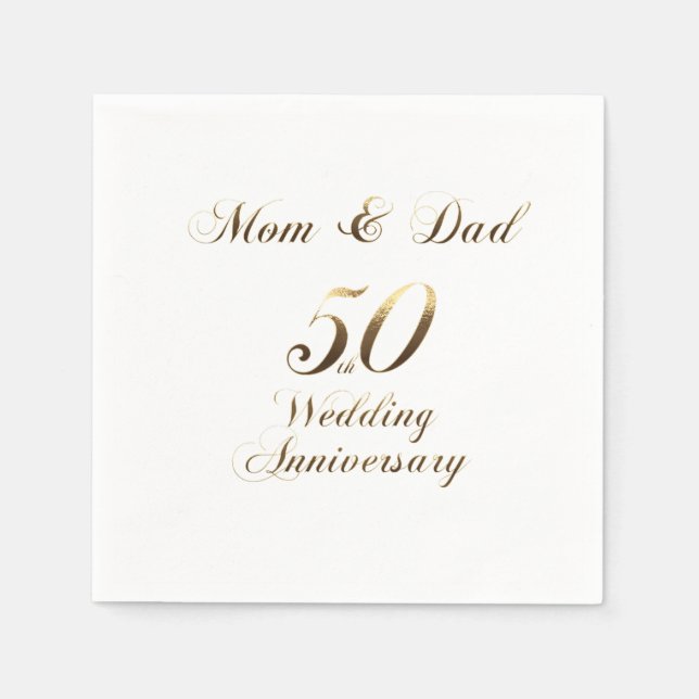50th Anniversary Parents Golden Wedding Napkin (Front)