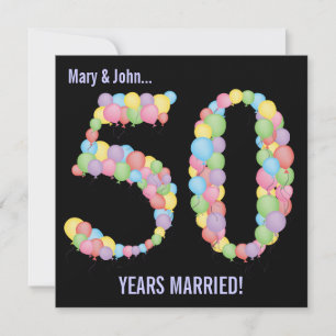 50th Anniversary Party Balloons Invitation