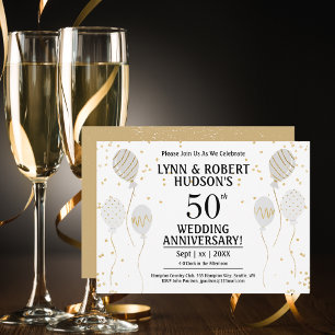 50th Anniversary Party Elegant Gold  Invitation