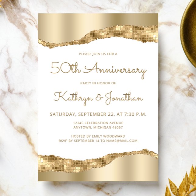 50th Anniversary Party Gold Mirror Foil  Invitation (Creator Uploaded)