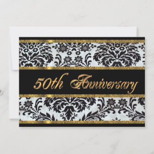 50th anniversary party invitation black damask