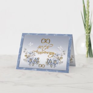 50th Anniversary Party invitation  blue floral