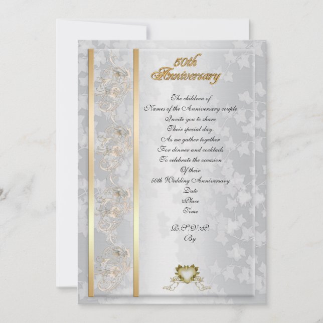 50th anniversary party invitation  elegant (Front)
