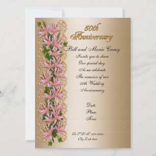 50th anniversary party invitation elegant floral