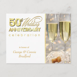50th Anniversary Party Invitations Champagne Gold