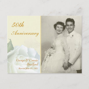 50th Anniversary Party Invitations - White Roses