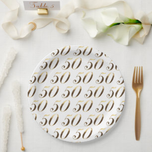 50th Anniversary Party Number 50 Pattern Elegant Paper Plate
