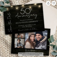 50th Anniversary Party Rustic Wood Lights
